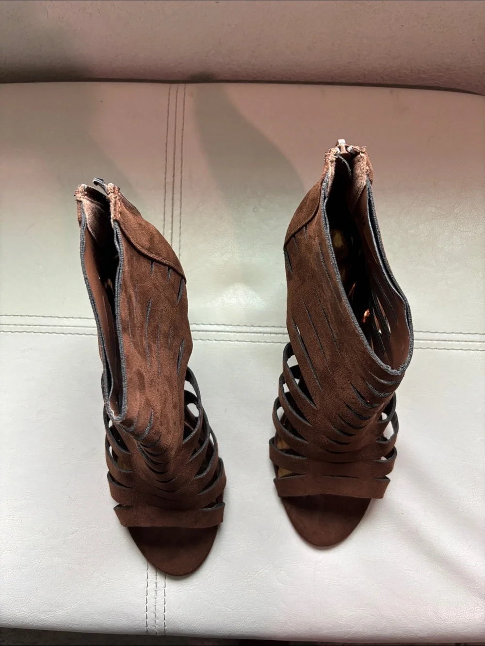 Carlos by Carlos Santana Brown Strappy Cutout Heeled Sandals